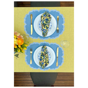 Era Scalloped Linen Placemats , PASTEL BLUE - SET OF TWO