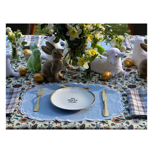 Era Scalloped Linen Placemats , PASTEL BLUE - SET OF TWO