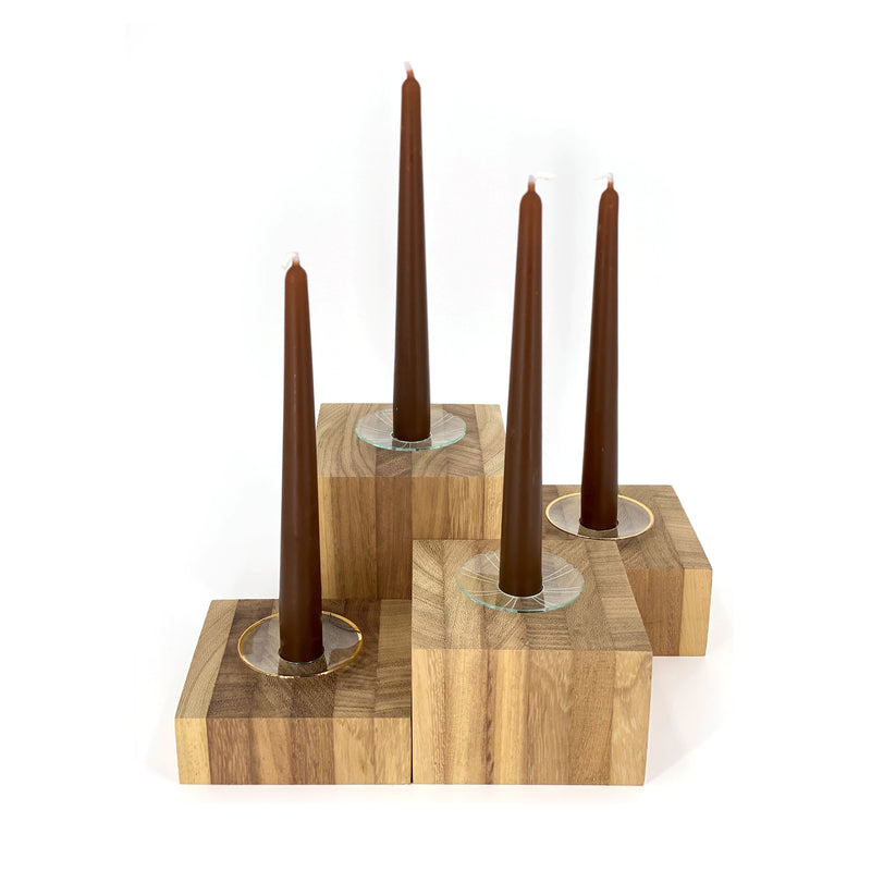 Wood Candle Holders - SET OF FOUR