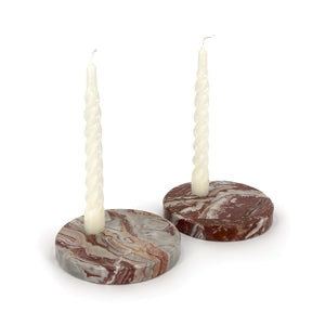 Marble Candle Holder, OROBICO ROSSO - SOLID MARBLE