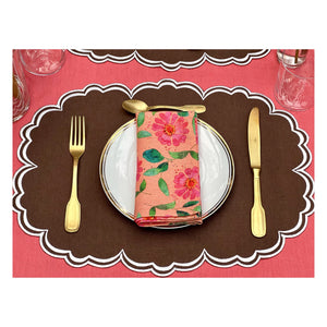 Era Scalloped Linen Placemats , TABACO - SET OF TWO