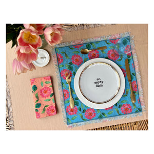 Opi Frayed Edge Linen Placemats, SKY BLUE - SET OF TWO