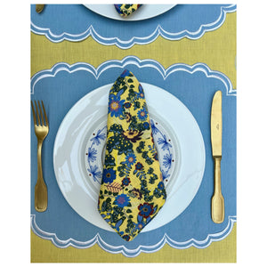 Era Scalloped Linen Placemats , PASTEL BLUE - SET OF TWO
