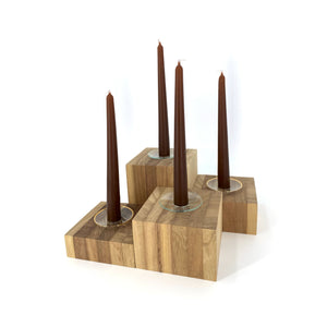 Wood Candle Holders - SET OF FOUR