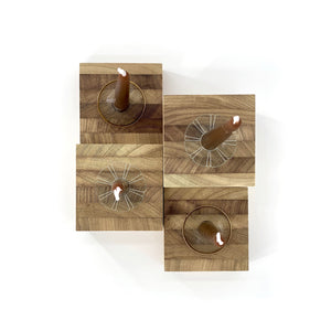 Wood Candle Holders - SET OF FOUR