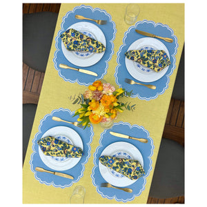 Era Scalloped Linen Placemats , PASTEL BLUE - SET OF TWO