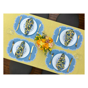 Era Scalloped Linen Placemats , PASTEL BLUE - SET OF TWO