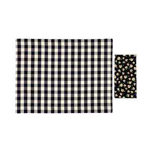 Picnic Placemats , CHECK BLACK - SET OF FOUR
