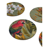 Parrots Bottle Coaster - COATED COTTON AND GENUINE LEATHER