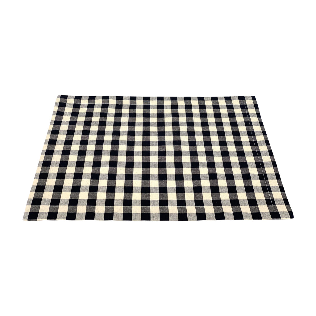 Picnic Placemats , CHECK BLACK - SET OF FOUR