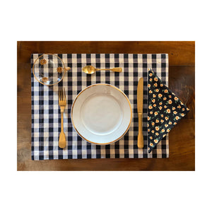 Picnic Placemats , CHECK BLACK - SET OF FOUR
