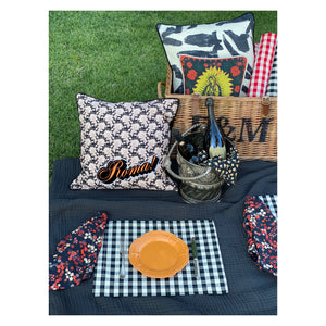 Picnic Placemats , CHECK BLACK - SET OF FOUR