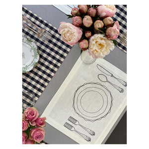 Picnic Placemats , CHECK BLACK - SET OF FOUR