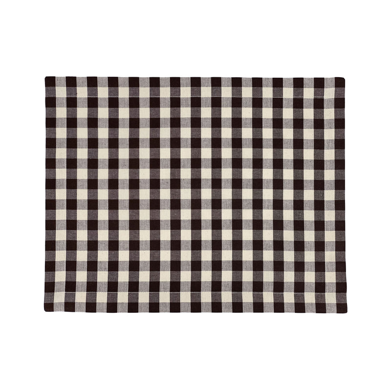 Picnic Placemats , CHECK BROWN - SET OF FOUR