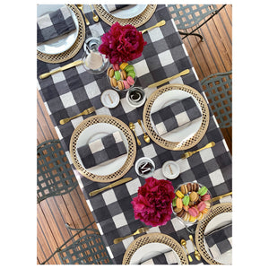 Grid Linen Tablecloth - HAND PAINTED