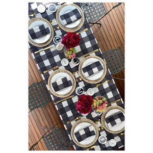 Grid Linen Tablecloth - HAND PAINTED