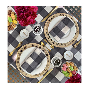 Grid Linen Tablecloth - HAND PAINTED