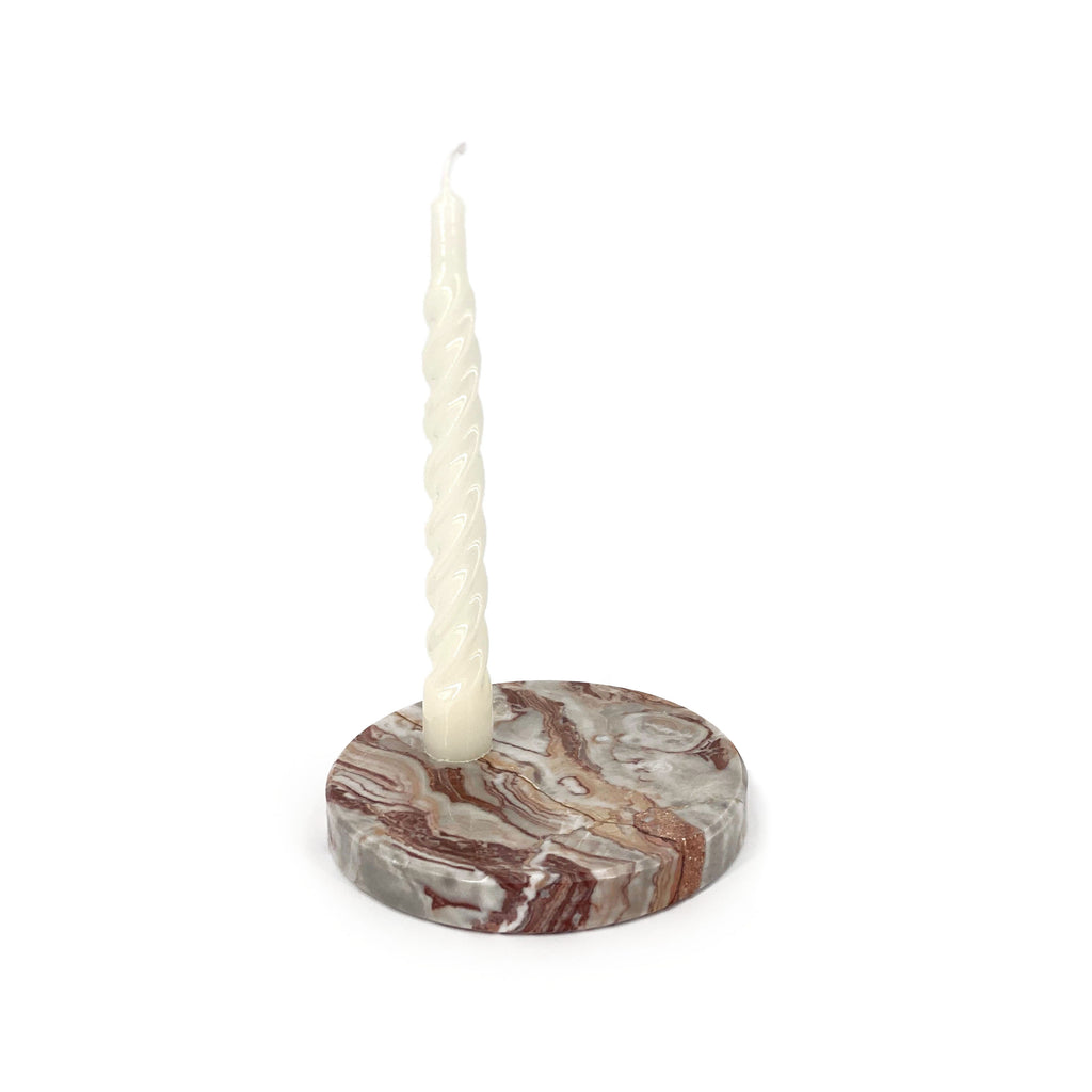 Marble Candle Holder, OROBICO ROSSO - SOLID MARBLE