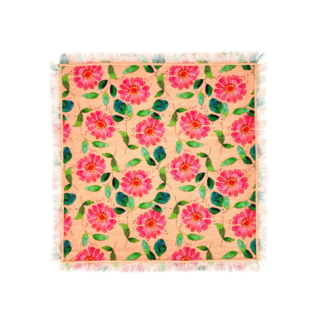 Opi Frayed Edge Linen Placemats, PINK PUNCH - SET OF TWO