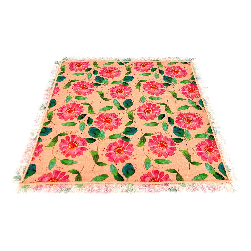 Opi Frayed Edge Linen Placemats, PINK PUNCH - SET OF TWO