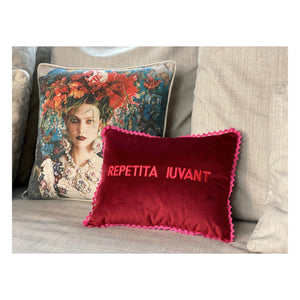 Repetita Iuvant Pillow - EMBROIDERED VELVET