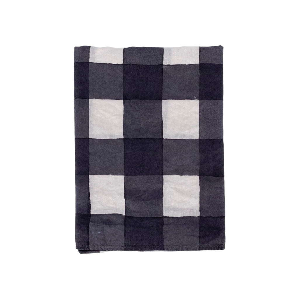 Grid Linen Tablecloth - HAND PAINTED