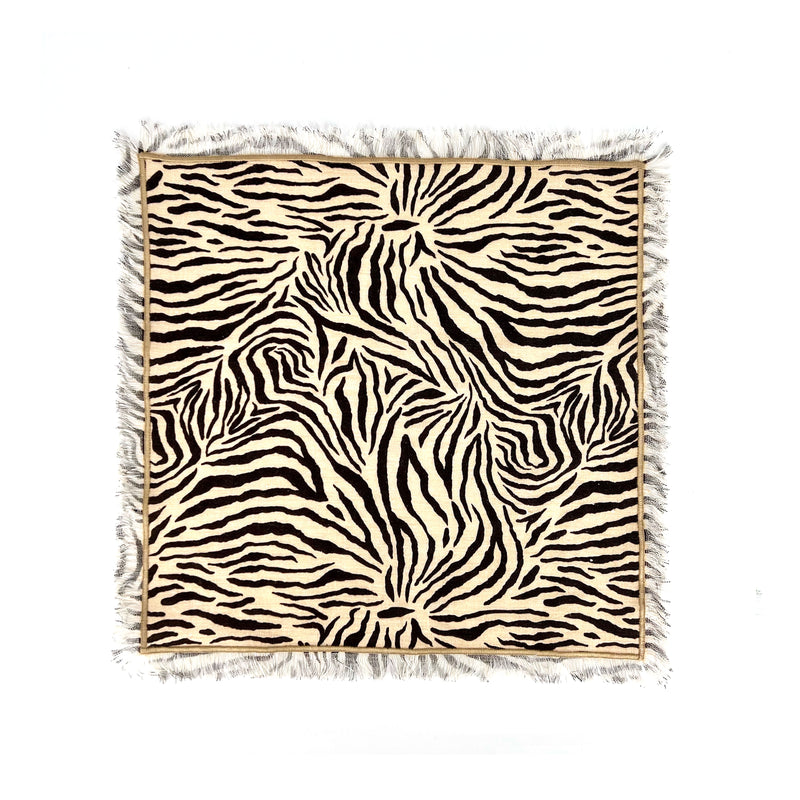 Zebra Frayed Edge Linen Placemats - SET OF TWO